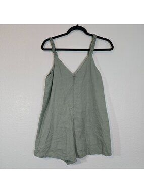 Seek The Label Onepiece Romper Girls Medium Sage Green Linen V-Neck Sleeveless